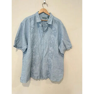 Cubavera MENS SIZE XL Embroidered Tropical Short Sleeve Button Down Shirt